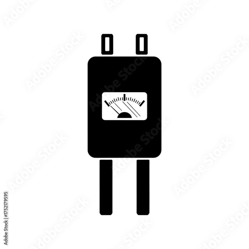 Minimalist black silhouette of electrical fuse with meter symbol vector