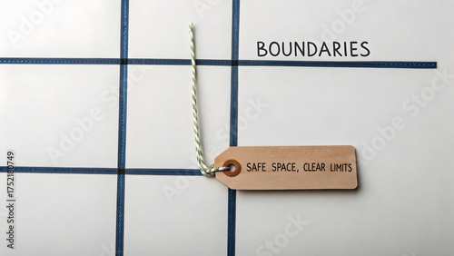 Wooden Tag Displaying Boundaries in a Grid Composition