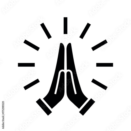 Prayer icon. Emoji of clasped hands, palms. Symbol of request, apology, or gratitude. Pictogram for "please," "thank you," or "thank you." Christian hands gesture or Thanksgiving Day.