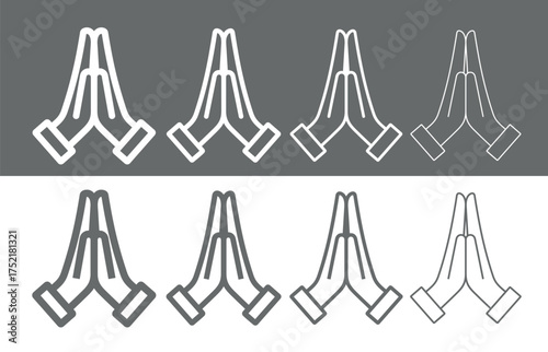 Prayer icon. Emoji of clasped hands, palms. Symbol of request, apology, or gratitude. Pictogram for "please," "thank you," or "thank you." Christian hands gesture or Thanksgiving Day.