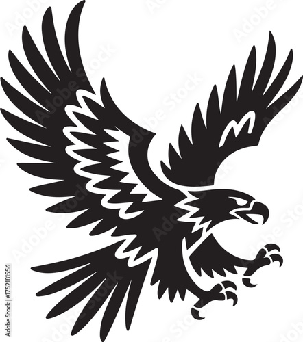 Eagle Symbol Emblem Silhouette Bird of Prey Winged Flight Freedom Black Shape Sign