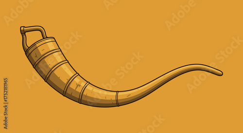 Traditional Golden Horn Musical Instrument with Elegant Curve.