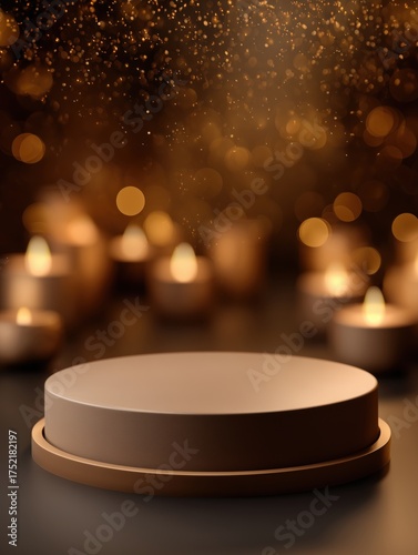 Luxury Candlelight Podium with Golden Diwali Elegant Product Display Background