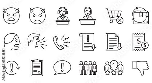 Customer service and feedback icons isolated on transparent background