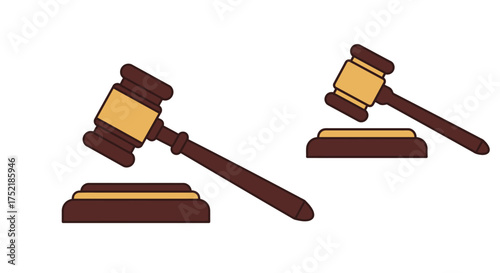 Two wooden gavels and sounding blocks a symbol of legal authority