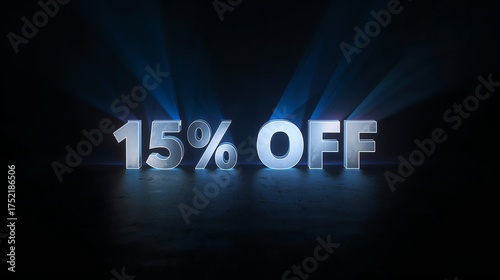 Sale 3D neon text Sale for a black friday on a black background 15%OFF