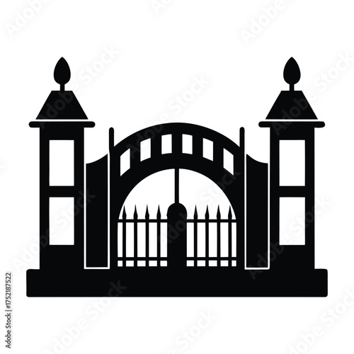 Conference center gate vector silhouette illustration