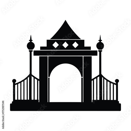 Conference center gate vector silhouette illustration