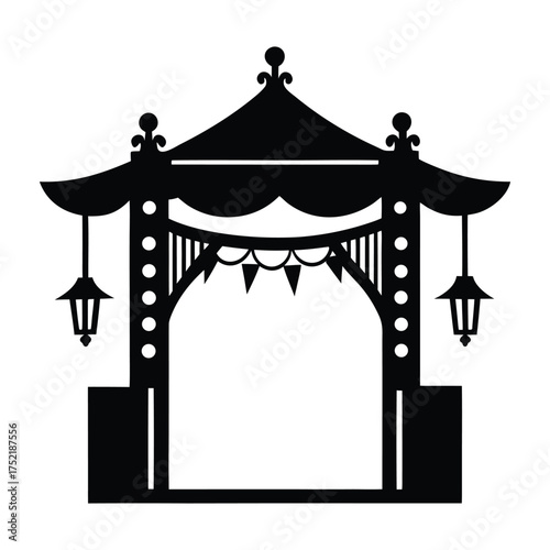Flea market gate vector silhouette illustration