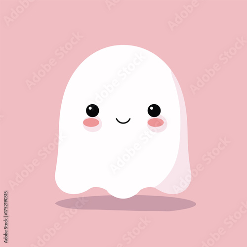 cute round ghost with blush cheeks and small eyes