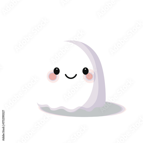 cute round ghost with blush cheeks and small eyes