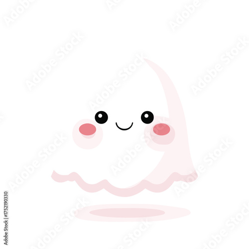 cute round ghost with blush cheeks and small eyes