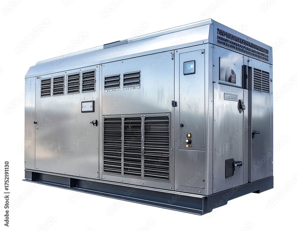 Fototapeta premium Heavy-Duty Industrial Generator with Metallic Housing PNG