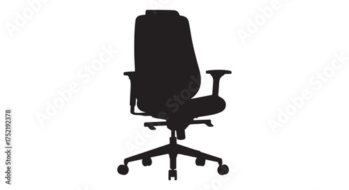 Silhouette of an ergonomic office chair, isolated on transparent background
