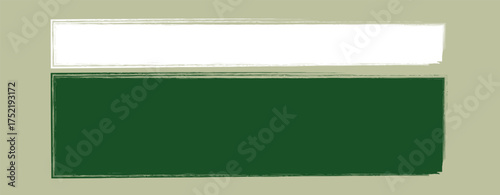 Abstract representation of a white rectangle above a green rectangle on beige ground