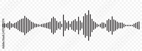 Radio Wave icon. Monochrome simple sound wave on transparent background. Vector sound wave icon. Music player sound bar. Record interface. Equalizer icon with soundwave line. used for mobile phone.