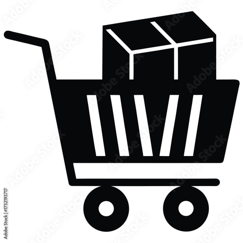 Shopping cart with box purchase order sale shipping transportation delivery
