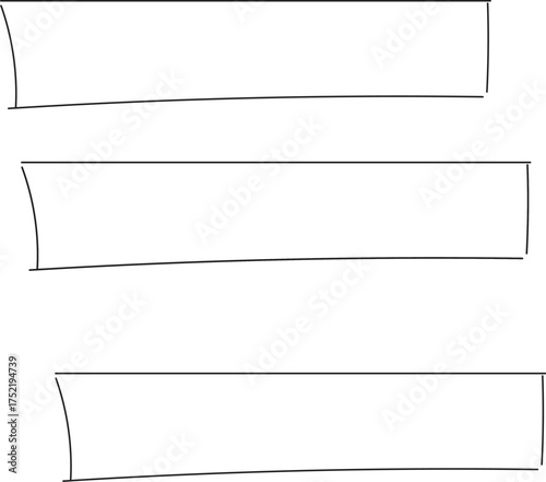 Minimalist hand-drawn horizontal bars, ideal for content section placeholders or a navigation menu icon in web design, app interfaces, and modern graphic design projects