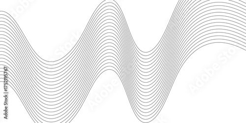 Abstract Flowing Wave Lines Background Vector: Minimalist Geometric Black and White Curved Blend Stripes Digital Design Element Template