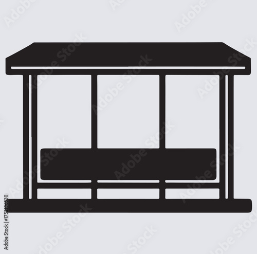 public bus stop icon silhouette vector art illustration