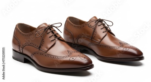 Wallpaper Mural Pair of brown leather wingtip dress shoes, polished and elegant Torontodigital.ca
