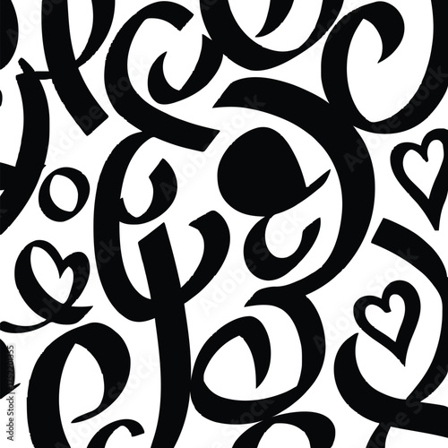 Heart love abstract pattern black and white