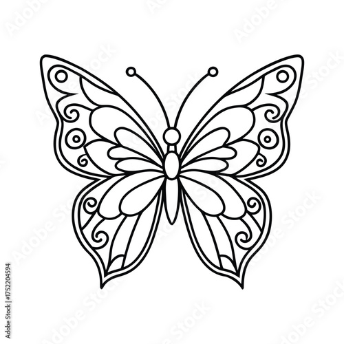 Elegant Butterfly Line Art Vector Illustration