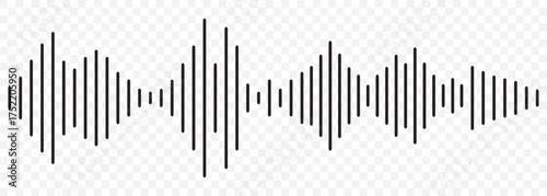 Set of radio Wave icon. Monochrome simple sound wave on transparent background. Vector sound wave icon. Music player sound bar. Record interface. Equalizer icon with soundwave line. used for mobile.