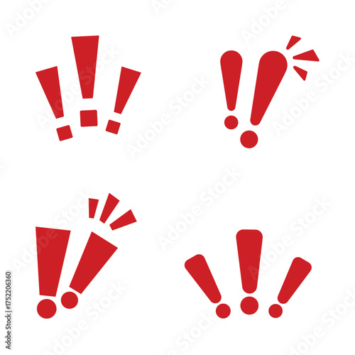 icon sheet Red exclamation marks set for attention.