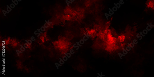Dark red powder explosion cloud on black background. Abstract red and black grunge texture smoke. smoke fog misty texture overlay on dark black. paranormal red mystic smoke, clouds for movie.