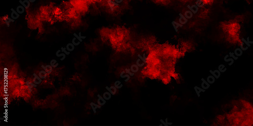 Dark red powder explosion cloud on black background. Abstract red and black grunge texture smoke. smoke fog misty texture overlay on dark black. paranormal red mystic smoke, clouds for movie.