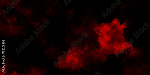 Dark red powder explosion cloud on black background. Abstract red and black grunge texture smoke. smoke fog misty texture overlay on dark black. paranormal red mystic smoke, clouds for movie.