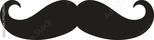 Vintage Curled Moustache Silhouette Vector Icon Gentleman Style and Fashion

