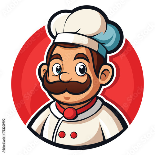 Charming cartoon mascot illustration of a friendly male chef ready to cook delicious food for your culinary business