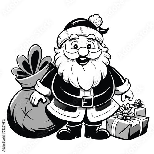 A charming and whimsical black and white illustration featuring a delightful composition of elements with a touch of playfulness and artistic flair