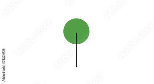 A simple, minimalist illustration of a green tree with a dark gray trunk on a white background.