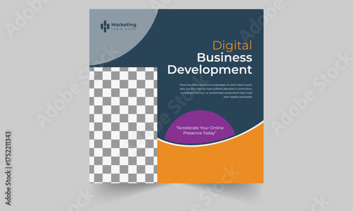 Digital business marketing banner for social media post template, Instagram post design.