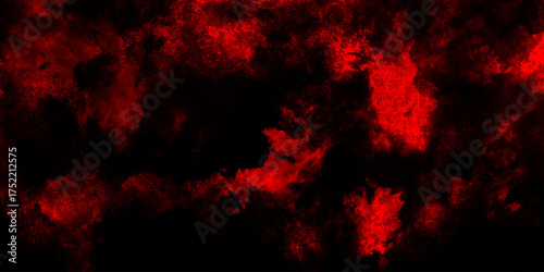 Dark red powder explosion cloud on black background. Abstract red and black grunge texture smoke. smoke fog misty texture overlay on dark black. paranormal red mystic smoke, clouds for movie.