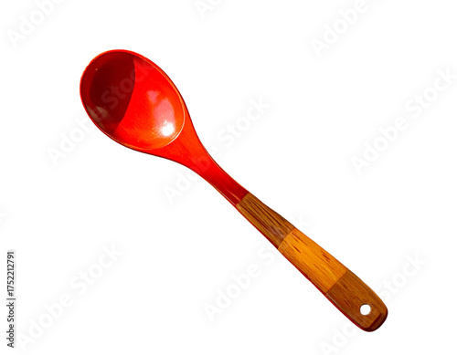 Classic Kitchen Wooden Spoon with Red Grip PNG
