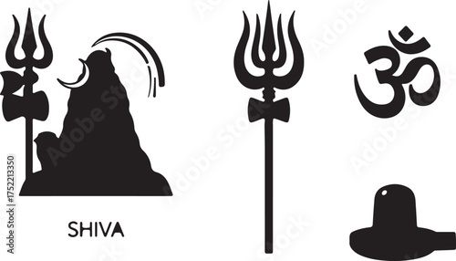 Lord Shiva silhouette on white background