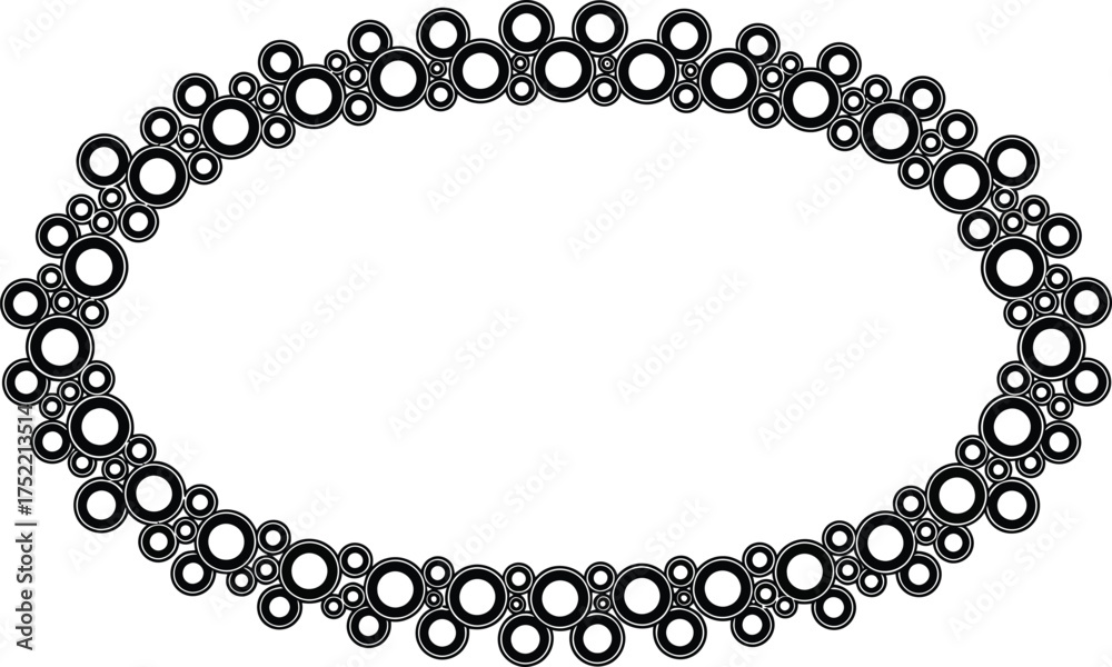 Obraz premium Abstract Oval with Circular Pattern Border in Black and White Design
