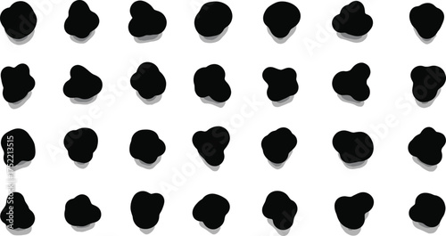 Abstract Seamless Pattern of Black Spots with Soft Shadows on White Background