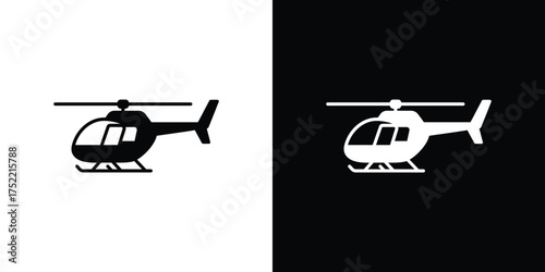 Black and White Helicopter Silhouette on Contrasting Backgrounds