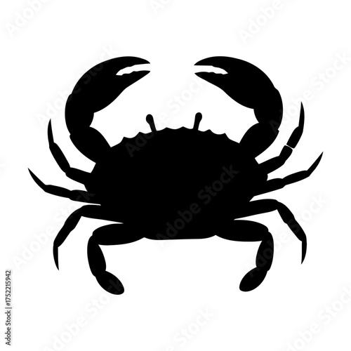 Minimalist Black Crab Silhouette Vector Illustration on White Background