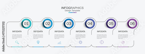 infographic vector illustration with 6 steps, infographic template design. Can be used for process diagrams, presentations, workflows.