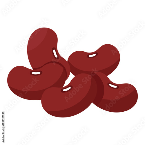Simple Cartoon Red Beans Cluster Flat Vector Graphic