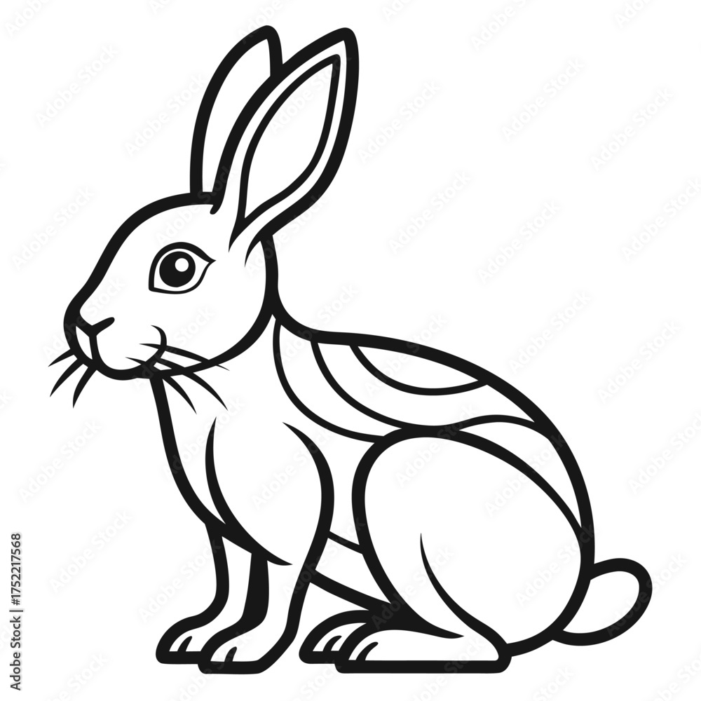 Obraz premium Rabbit vector line art on white background