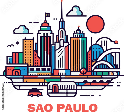 Sao paulo logo icon vector white background .