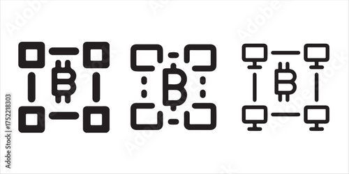 Explore a modern blockchain network with Bitcoin technology for secure transactions and decentralized digital currency innovation vector illustration !