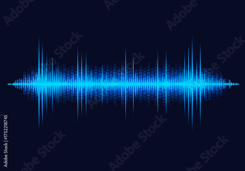 Blue Digital Audio Waveform Visualization on Dark Background.